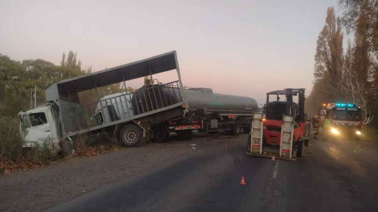 Ruta 151 Tremendo choque entre dos camiones dejó heridos