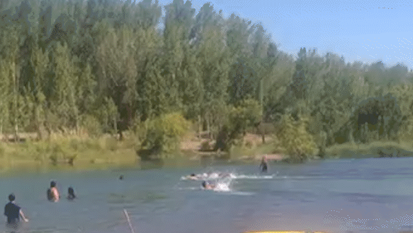 Rescate a contrarreloj en el balneario Sandra Canale: cinco guardavidas lograron salvar a un abuelo y su nieta