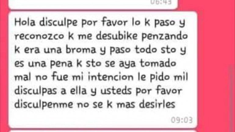 Los supuestos chats enviados por el hombre a la nena de 13 a&ntilde;os.