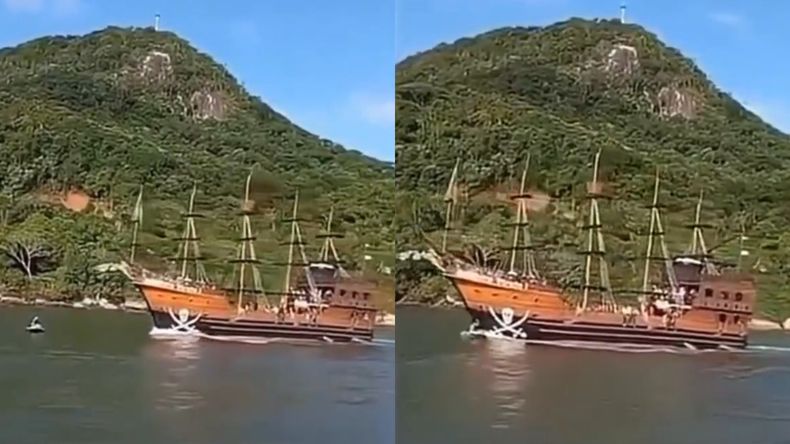 Según la empresa que opera el barco turístico en Brasil, la moto acuática estaba en un sector no habilitado para detenerse.