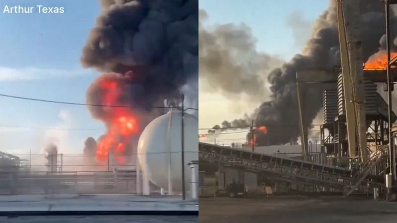 Texas: una explosión en una refinería provocó un incendio y una gran columna de humo
