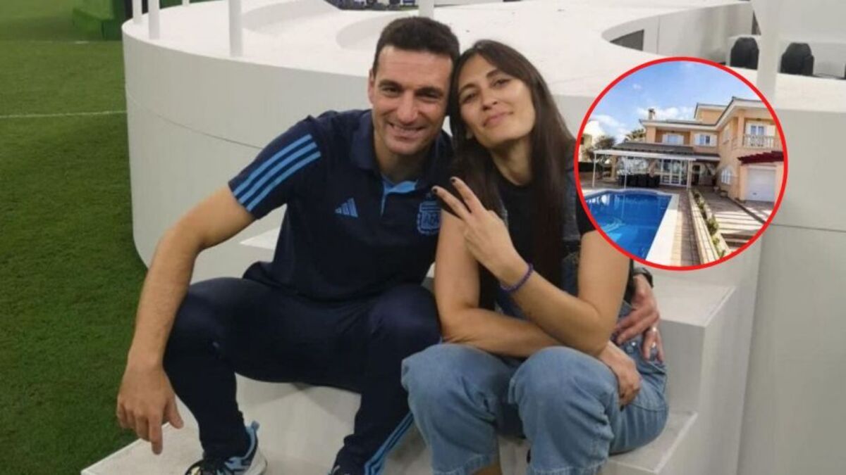 Lionel Scaloni y su esposa.