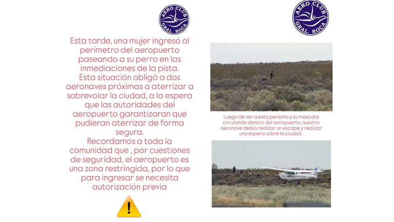 Comunicado del Aeroclub de General Roca.