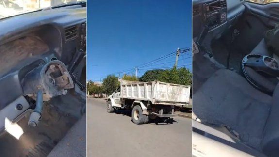 Manejaba un camión municipal y ¡se le salió el volante!
