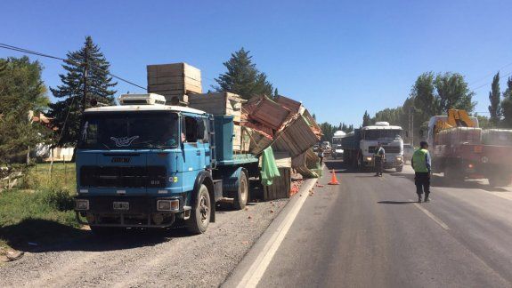 Un camión perdió el control y se le cayeron miles de kilos de manzanas en la Ruta 151