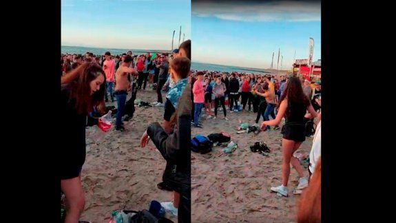 Una multitud en la playa, y se arma la pelea. Adjudican al consumo de alcohól. Por eso prohibirán el ingreso con bebidas.&nbsp; 