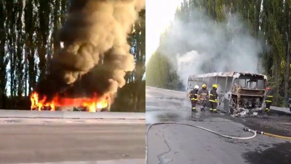 Un colectivo Koko se prendió fuego sobre la Ruta 22