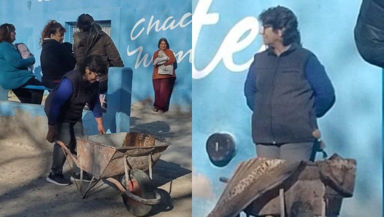 Llevó a su perra a castrar, pero no tenía auto y la esperó en una carretilla