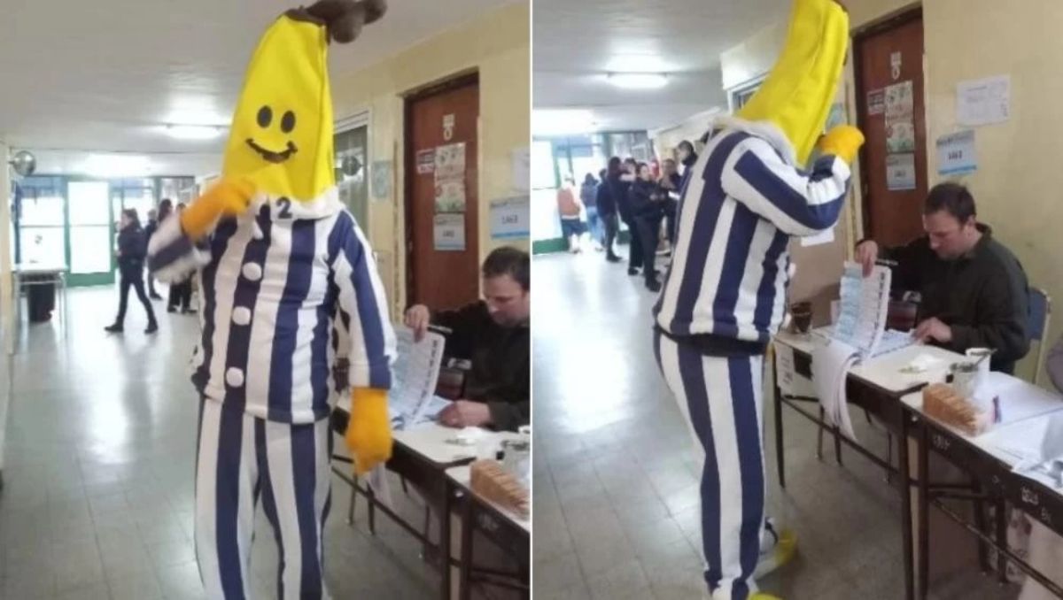 Bananas en pijamas votando, un escenario insólito que se repitió en varios lugares durante las elecciones 2023.