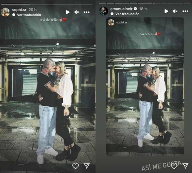 El posteo con el que el cantante de Ke Personajes confirmó su noviazgo con la modelo Sophía Ramos.