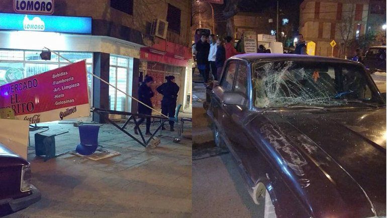 Perdió el control de su auto y casi termina adentro de una heladería