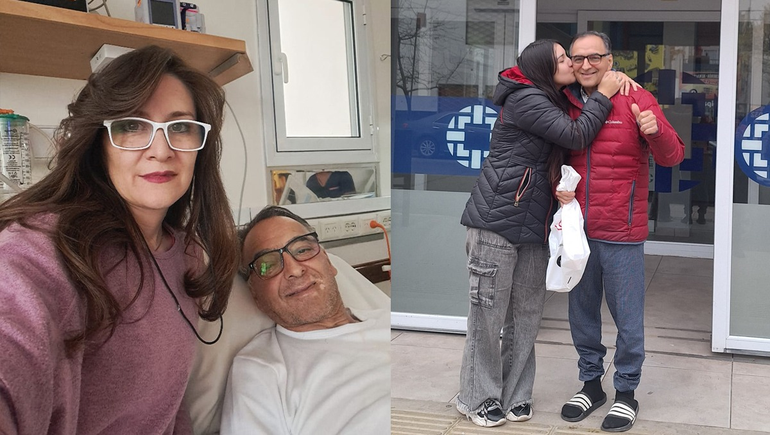 Junto a su pareja actual en el Hospi y con su nieta tras recibir el alta. Junto a su pareja actual en el Hospi y con su nieta tras recibir el alta.