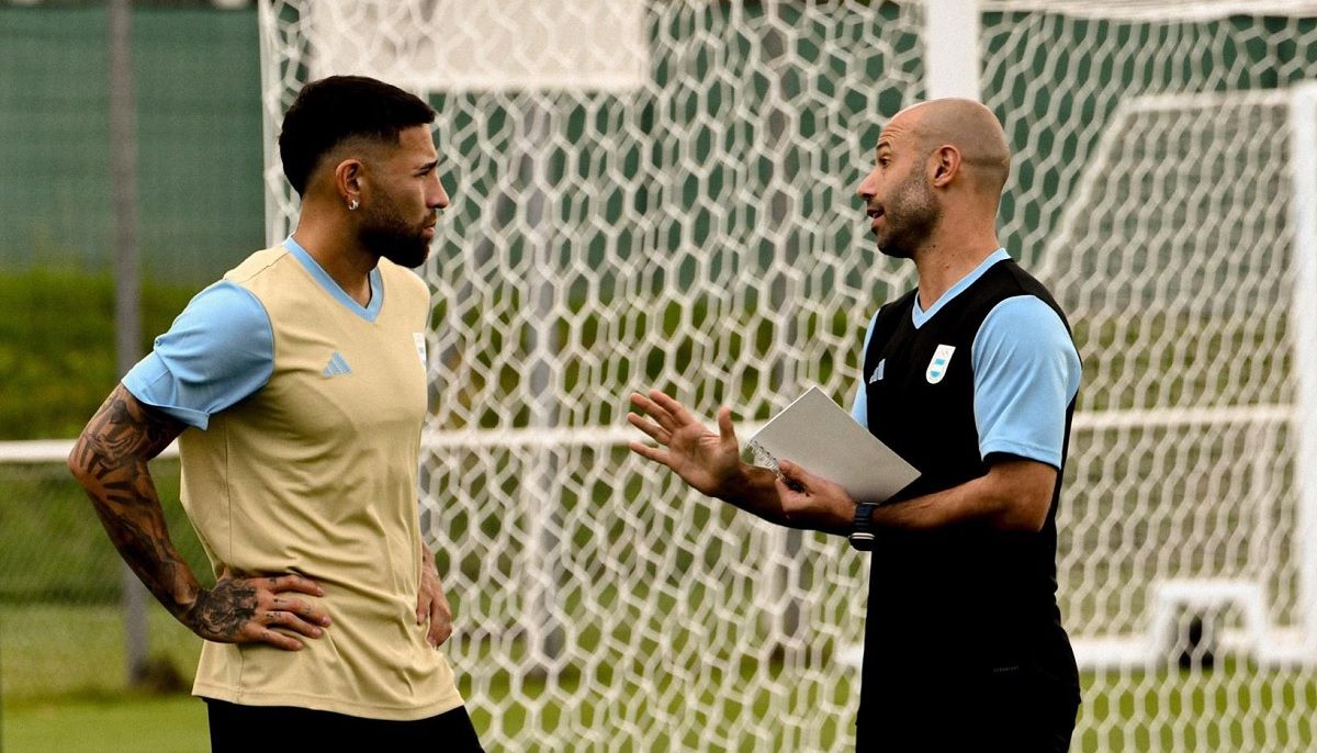 Otamendi y Mascherano, en la última práctica de Argentina antes del partido.&nbsp;