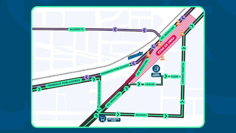 Mapa de salida Neuquén - Cipolletti por puente carretero por los próximos dos meses.