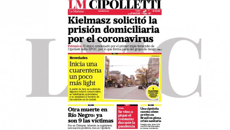 La edición impresa de LM Cipolletti de hoy