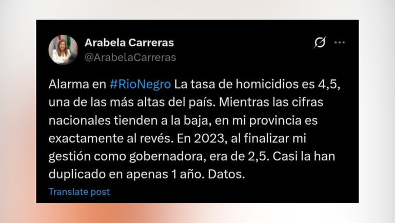 Carreras apuntó contra Weretilneck  