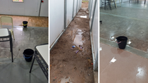 En Cipolletti, el temporal de lluvia evidenció filtraciones y goteras en la Escuela Laboral 4.