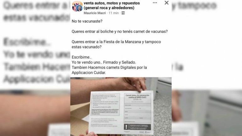Alerta: ofrecen carnets de vacunación truchos para entrar a la Fiesta de la Manzana