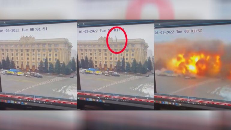 Video: el momento en que un misil ruso impactó un edificio del gobierno