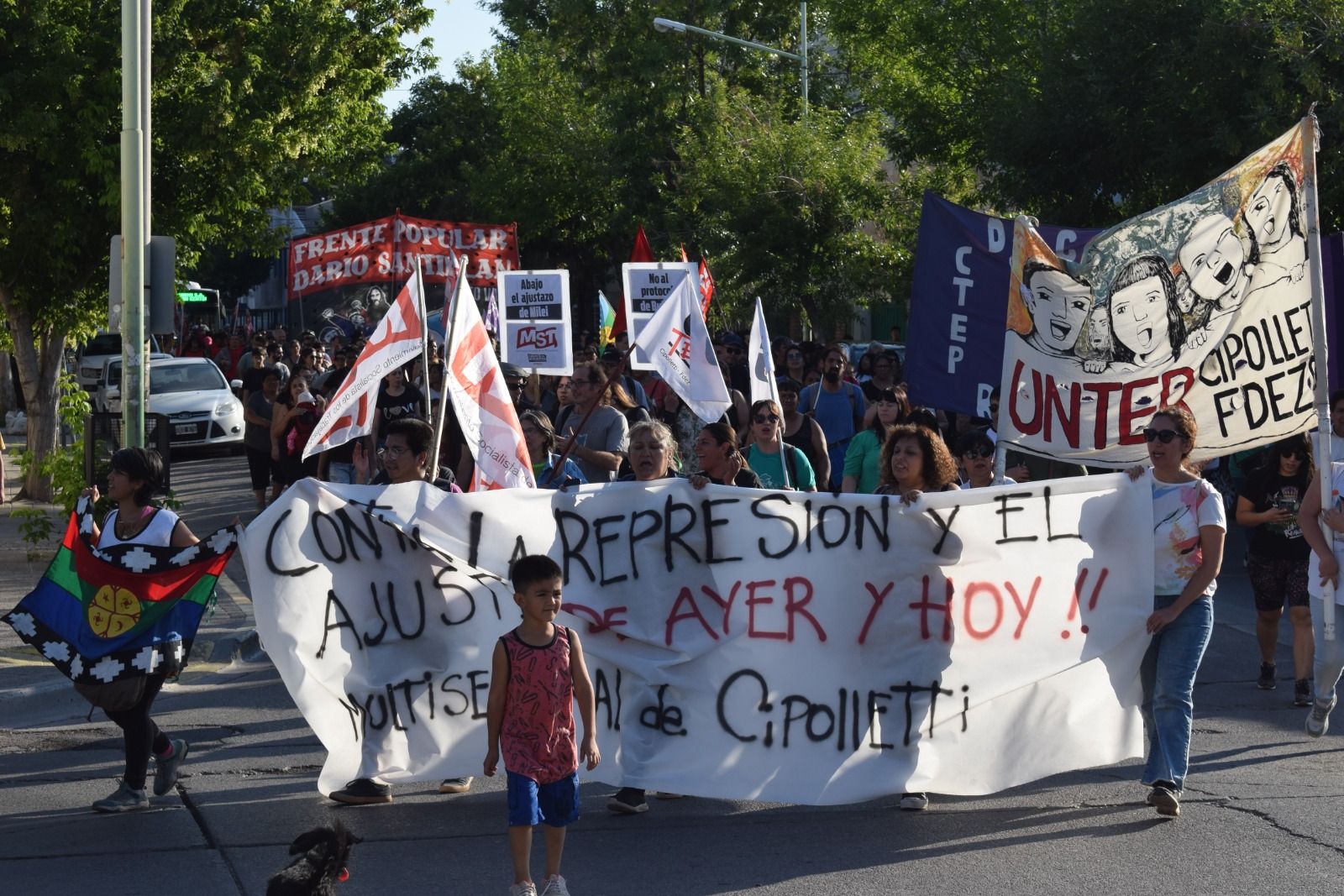 Los manifestantes marcharon contra el ajusto del gobierno. Foto: LMC