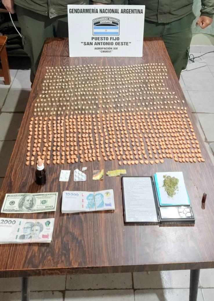Los efectivos de Gendarmería Nacional incautaron casi un millar de dosis de éxtasis.