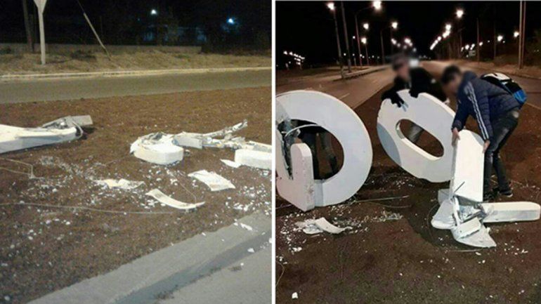 Bronca e indignación en Oro: rompieron las letras del ingreso a la ciudad