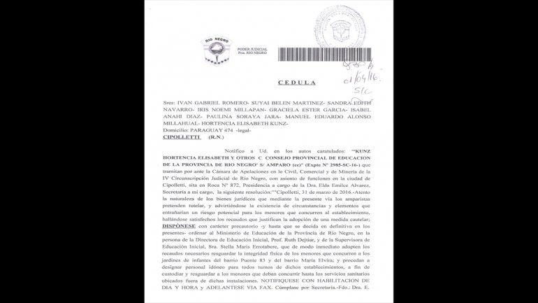 Respuesta a la acción judicial de amparo presentada por padres del Jardín.&nbsp;