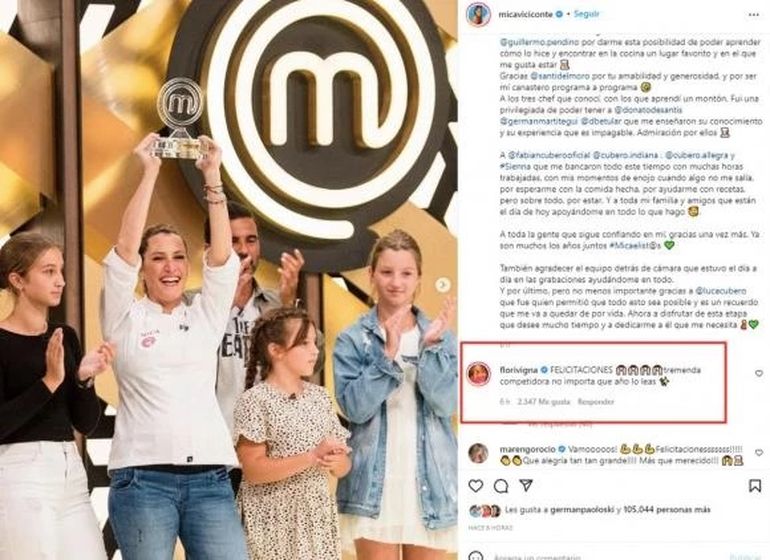 El comentario de una enemiga de Viciconte por su triunfo en MasterChef
