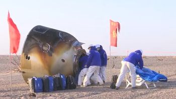 La tripulación había arribado a la estación espacial china en abril para una misión de más de seis meses. La tripulación había arribado a la estación espacial china en abril para una misión de más de seis meses.