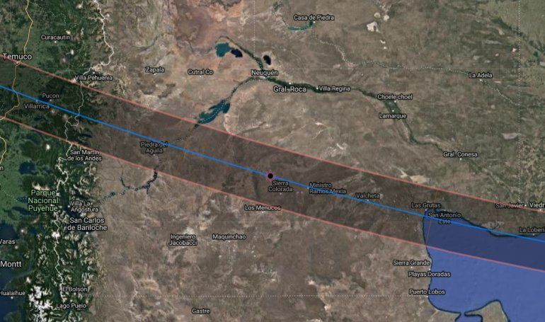 Así será la trayectoria de la sombra del eclipse, de oeste a este.
