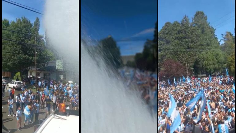 Bomberos salieron a refrescar los festejos en Junín de los Andes