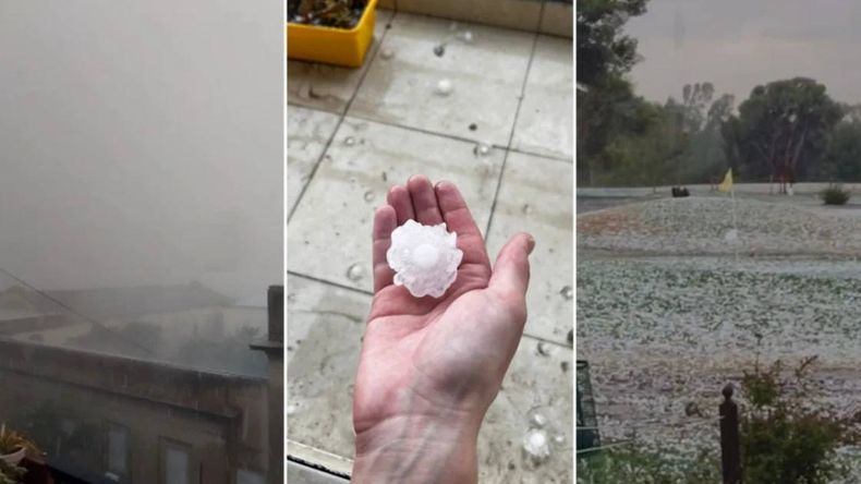 Granizo y fuertes lluvias en Bahía Blanca.