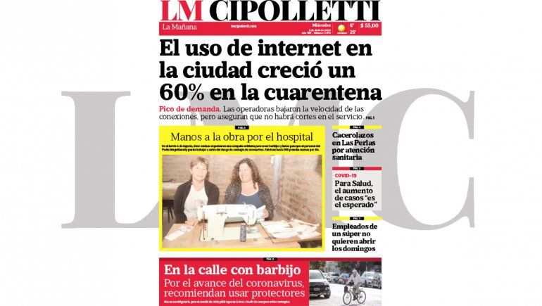La edición impresa de LM Cipolletti de hoy