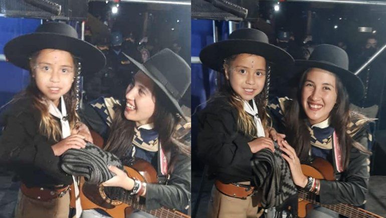 La pequeña Agostina cantó con su ídola y emocionó a Plaza Huincul