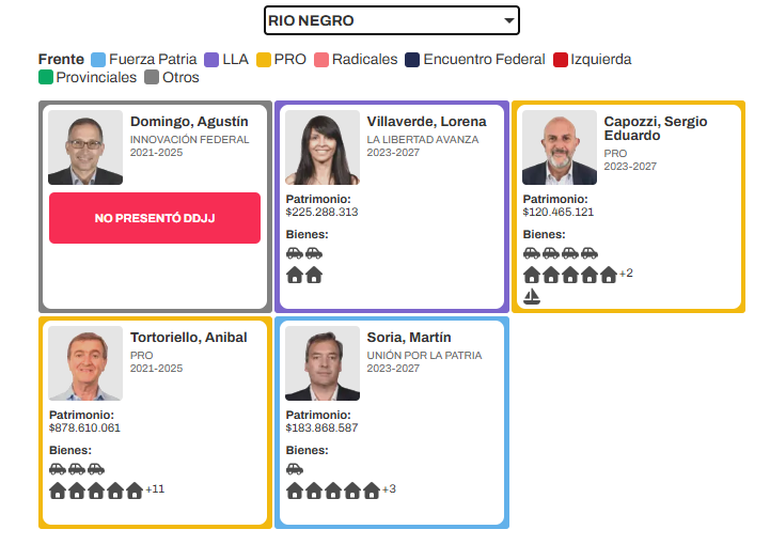 De los cinco representantes rionegrinos, solo uno no presentó su declaración jurada.