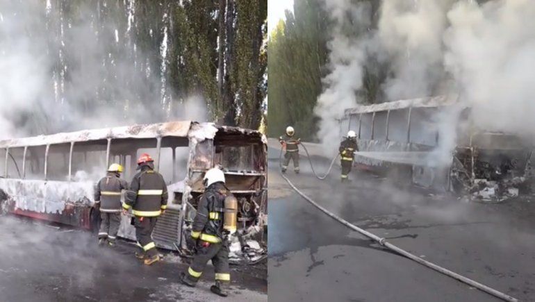 Un colectivo de la empresa Koko se prendió fuego sobre la Ruta 22