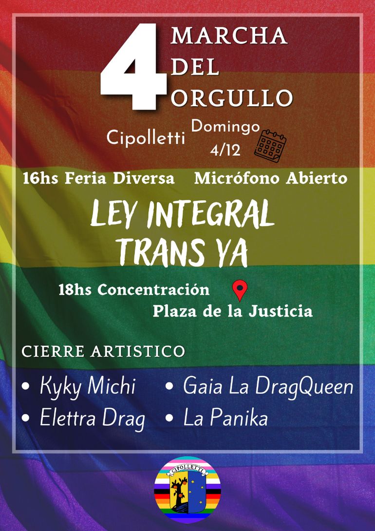 El domingo, Cipolletti se llenará de color con la Marcha del Orgullo 