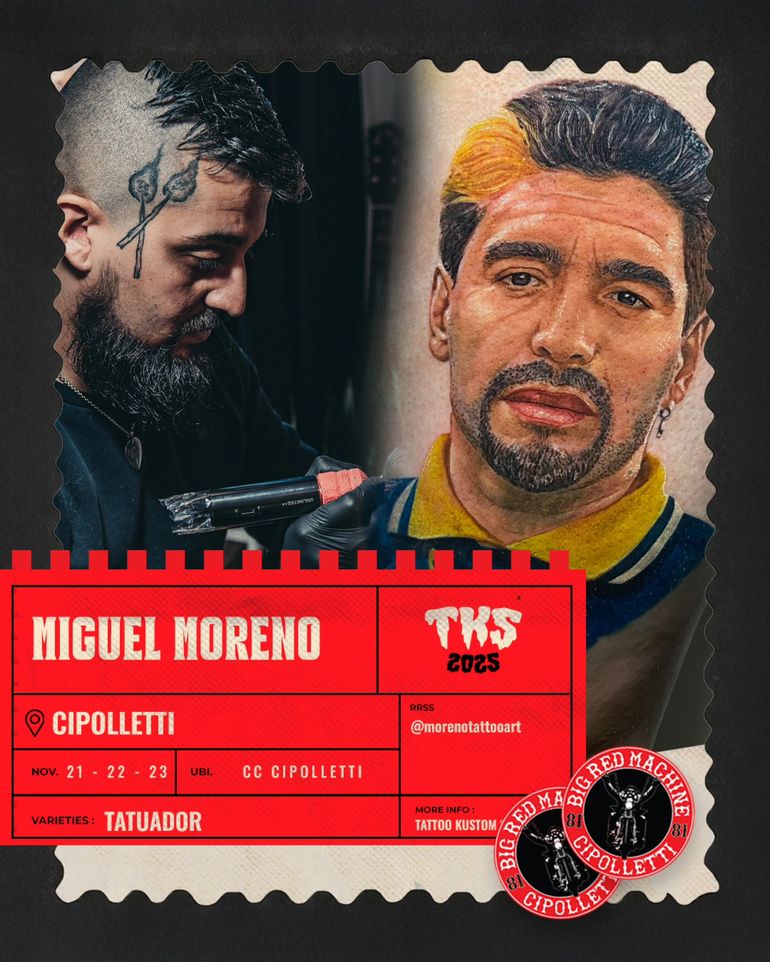 Miguel Moreno, tatuador con sello local. 