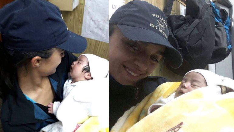 Una policía amamantó a una beba que fue abandonada en Roca