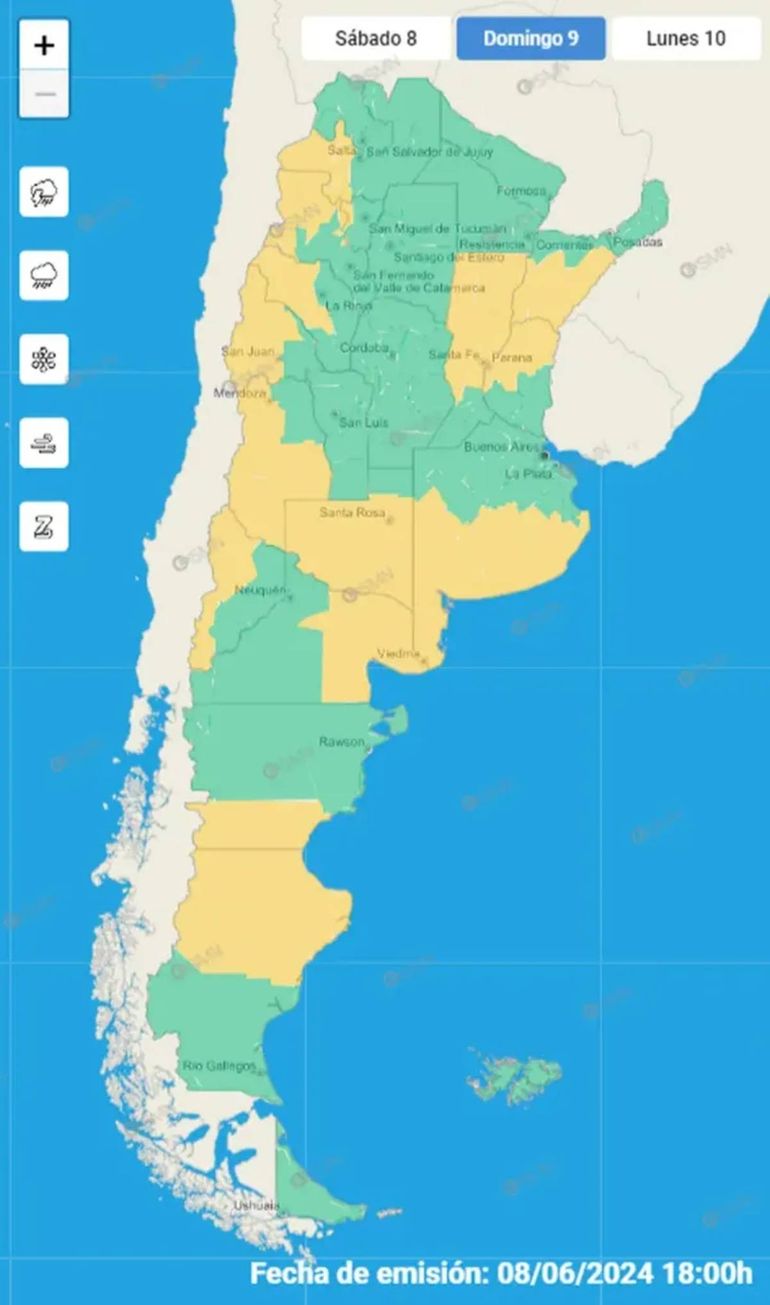 Alerta por lluvias, fuertes vientos y granizo: cuáles son las provincias afectadas