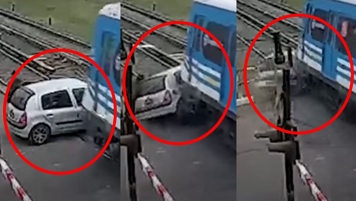 Un tren chocó a un auto y cinco personas resultaron heridas