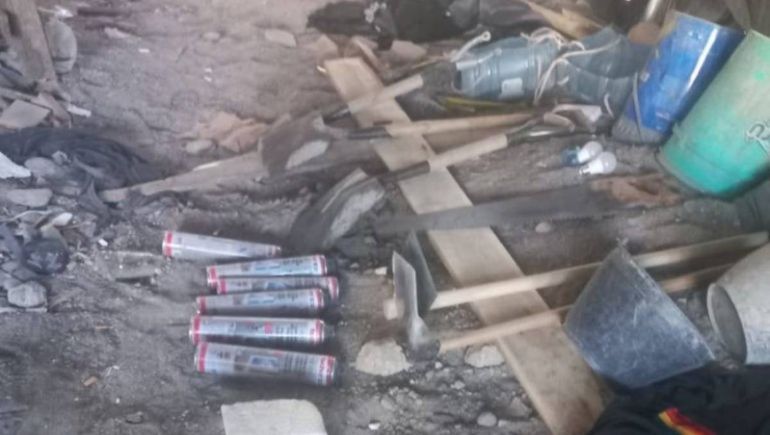 Los elementos hallados en el interior del túnel. Los elementos hallados en el interior del túnel.