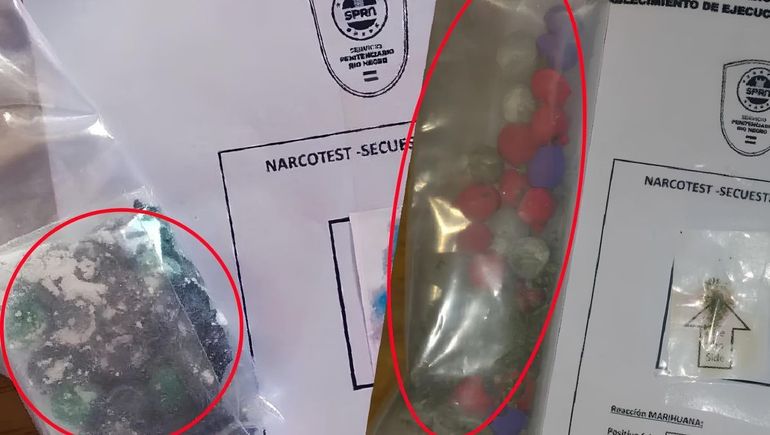 Las drogas secuestradas a la mujer que había ido a visitar a un preso del Penal de Cipolletti.&nbsp;