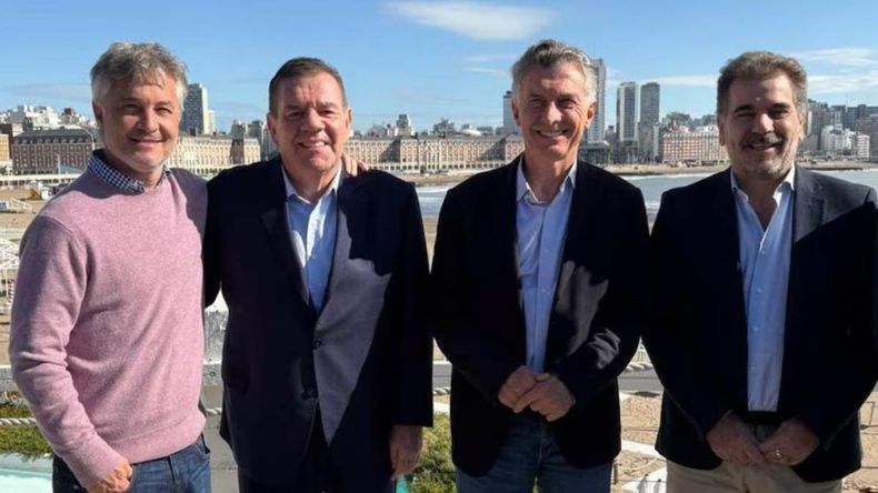 Guillermo Montenegro, Mauricio Macri y Cristian Ritondo, reunidos en Mar del Plata.