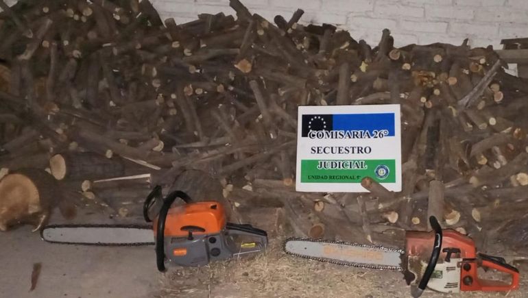 La policía de Fernández Oro sorprendió a los dos leñadores ilegales. Les secuestraron dos vehículos