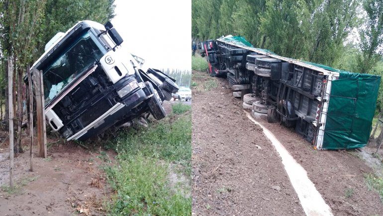 Un camión volcó sobre la Ruta 22 camino a Cipolletti