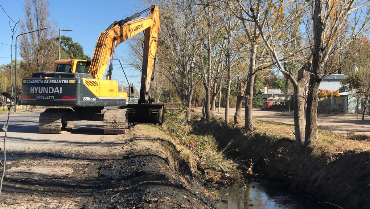El Municipio de Cipolletti avanza con la limpieza, desmalezamiento y tala de arboles sobre el canal Curri Lamuen. &nbsp;