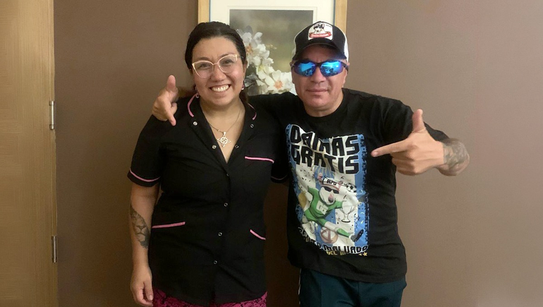 Dos grandes. Maru con Pablito Lescano