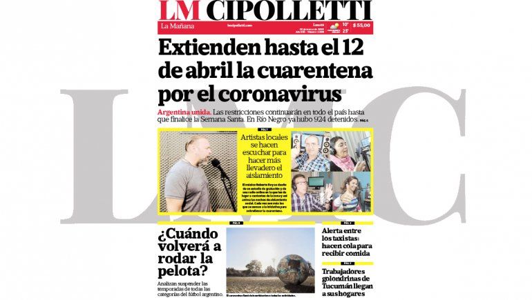 Página por página la edición impresa de LM Cipolletti de hoy