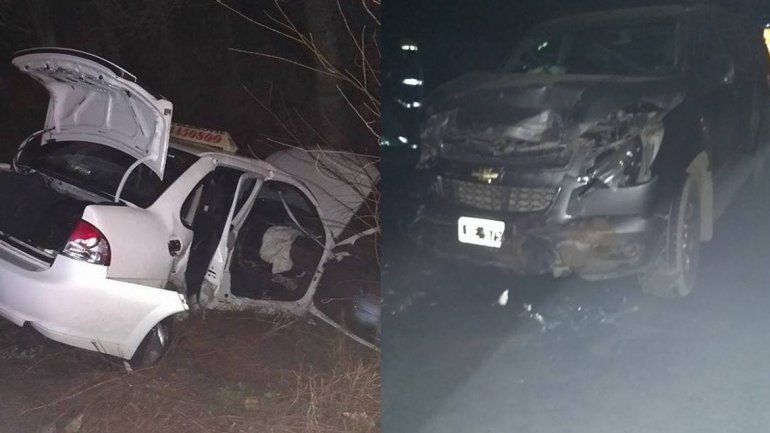 Impactante choque entre un taxi y una camioneta en Guerrico